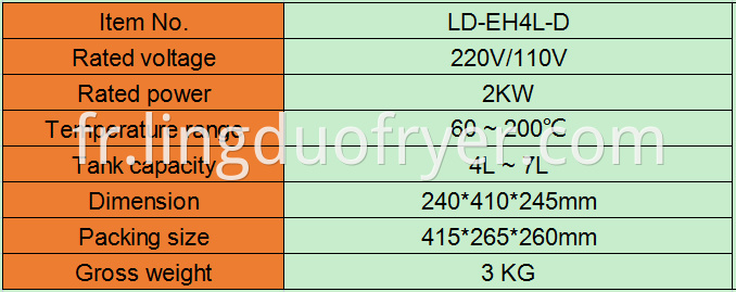 4l Electric Fryer Product Details